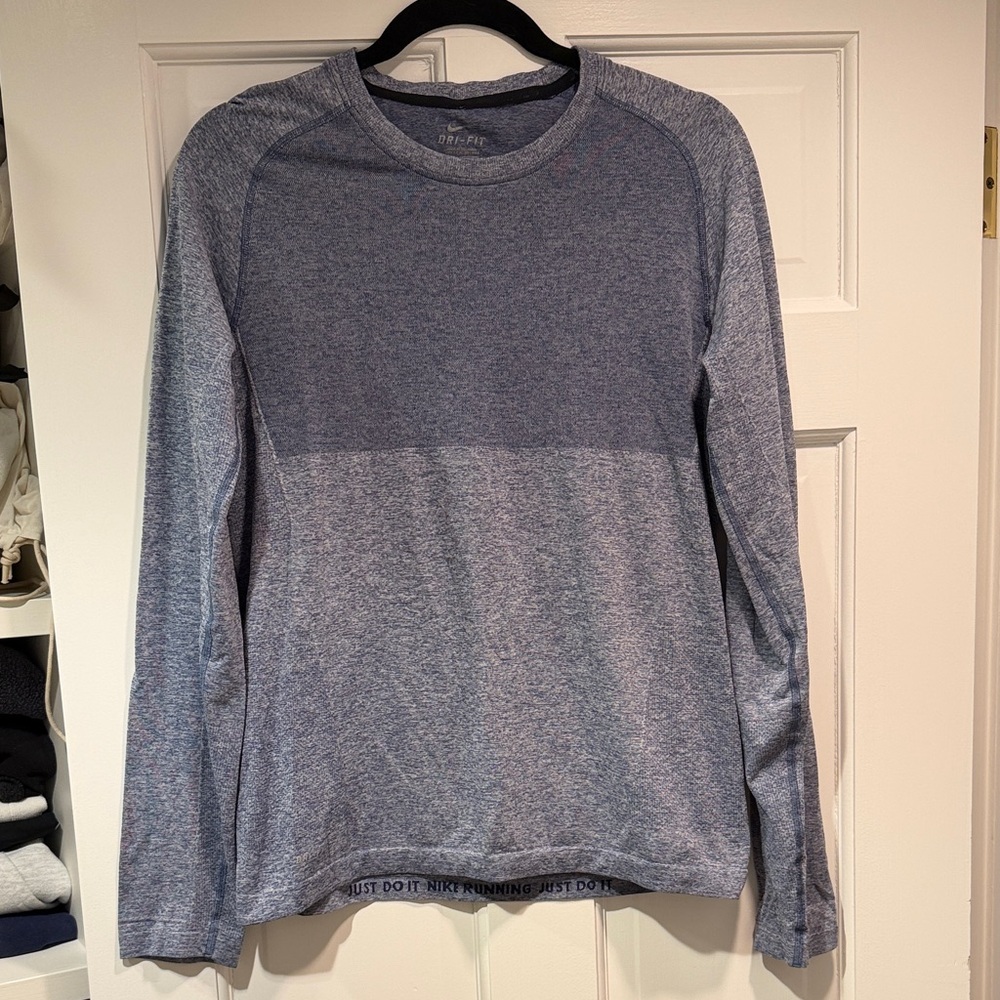 Nike Men's Heathered Blue Long Sleeve Tee